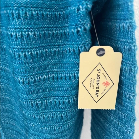 St. John's Bay NWT Aqua V-Neck Hoodie Cozy Sweater SZ L - Picture 3 of 4